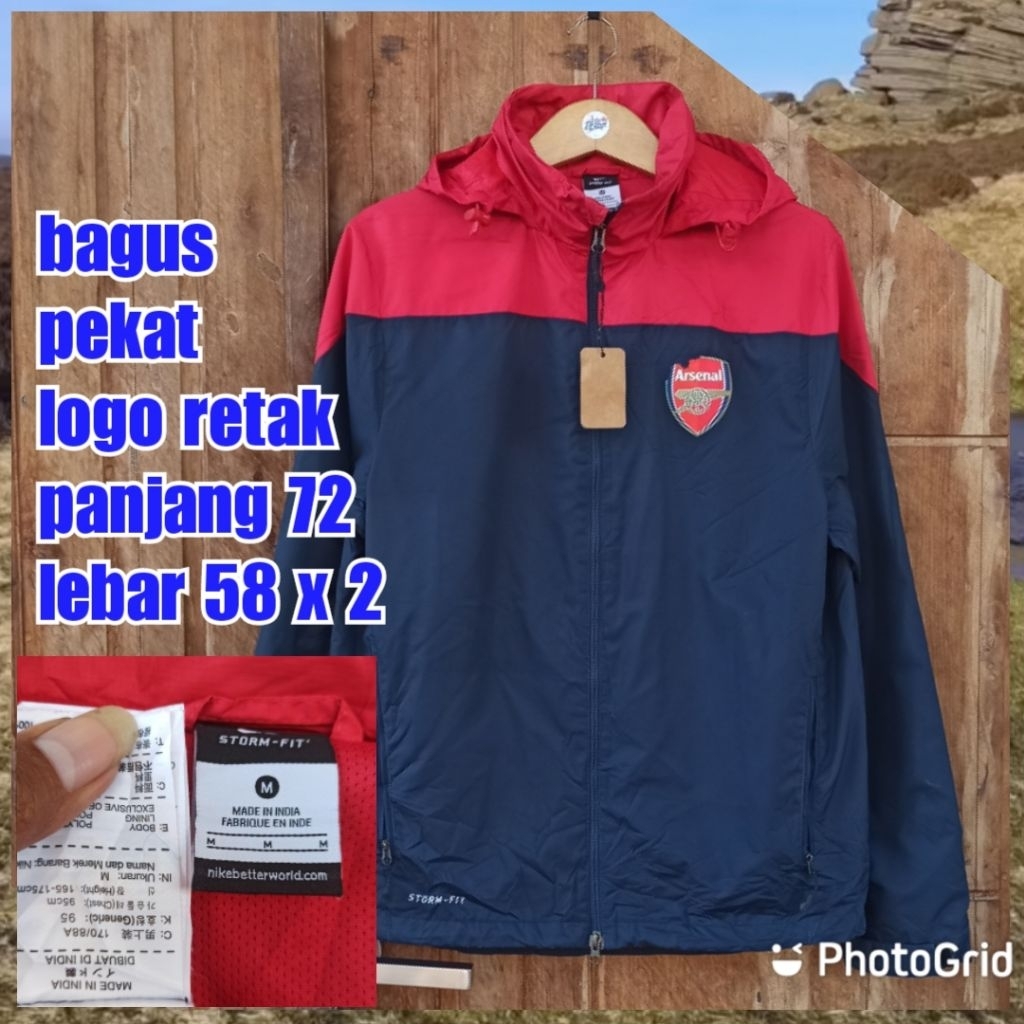 jaket gunung outdoor olahraga windbreaker sepak bola football arsenal nike