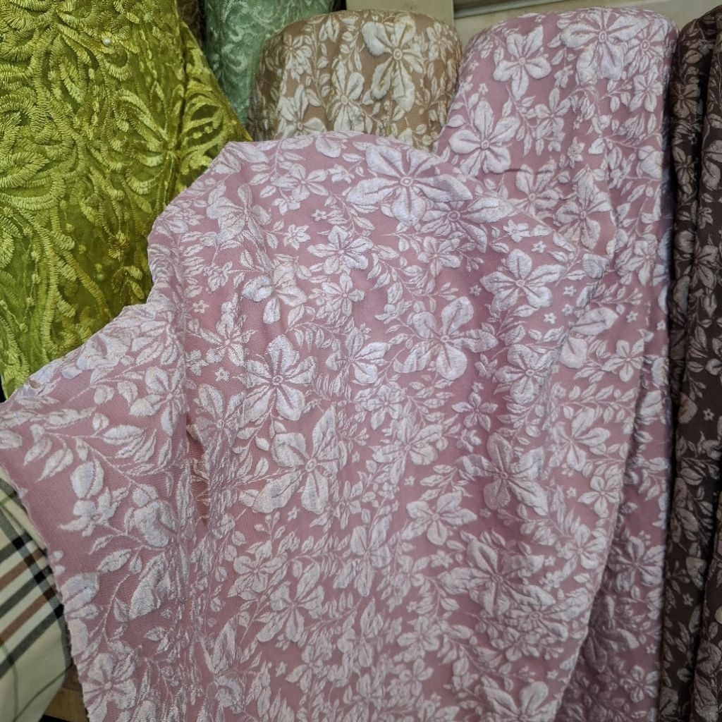 TURUN HARGA Arahan Gamis, Dress, Mukena, Blous, Kabaya, Kameja // Kain Jacquard Embos Fukuro Modern