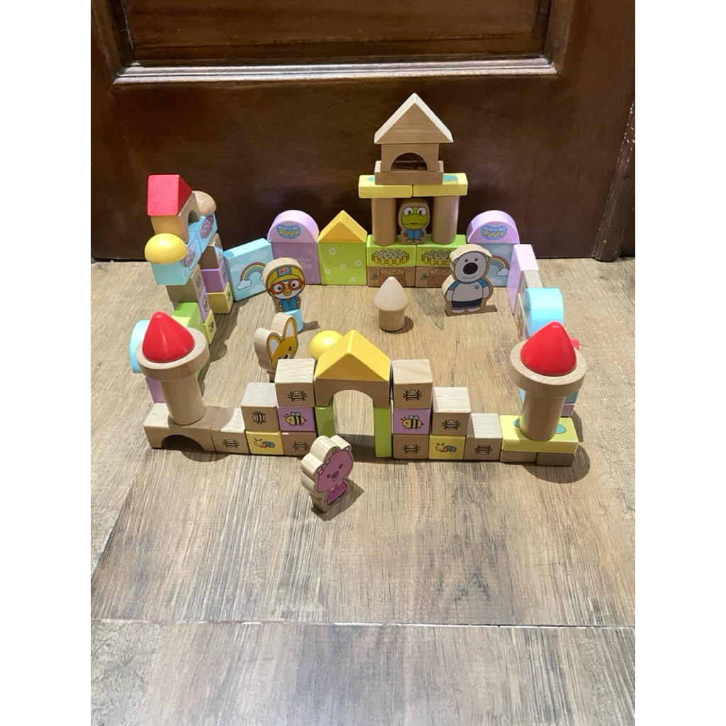 PORORO WOODEN TOYS BLOCK- MAINAN BALOK KAYU PORORO ICONIX PELOVE