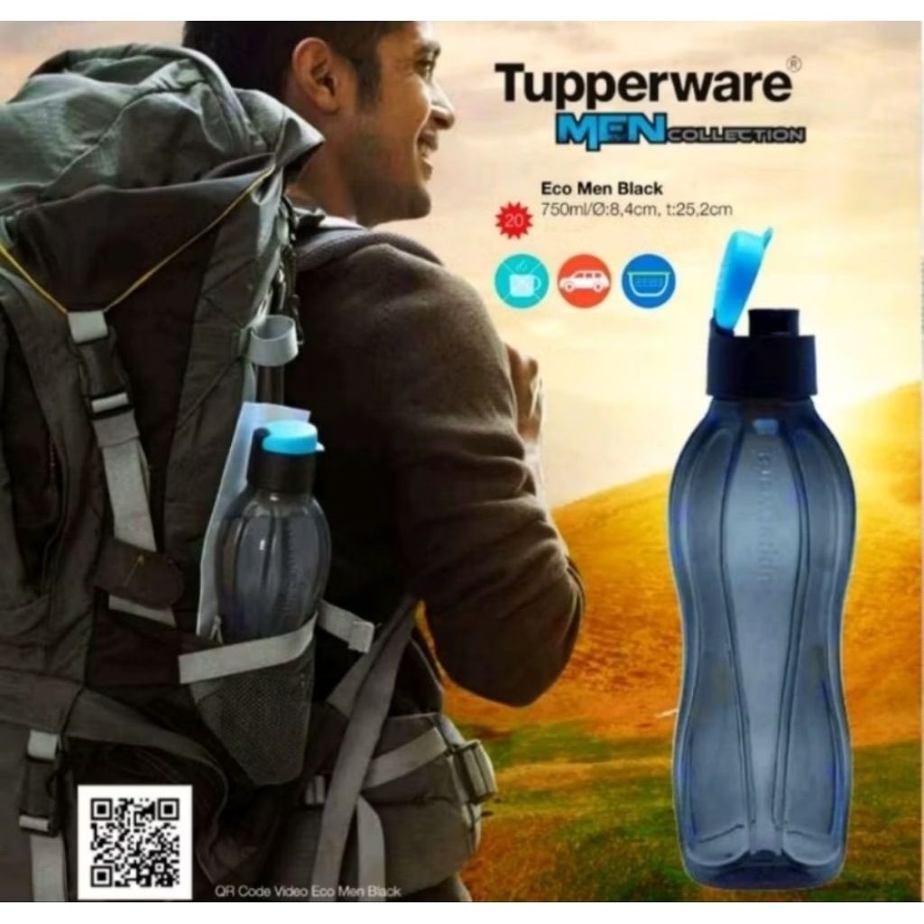 NEW - Botol Eco Man 750ml Flip Tupperware