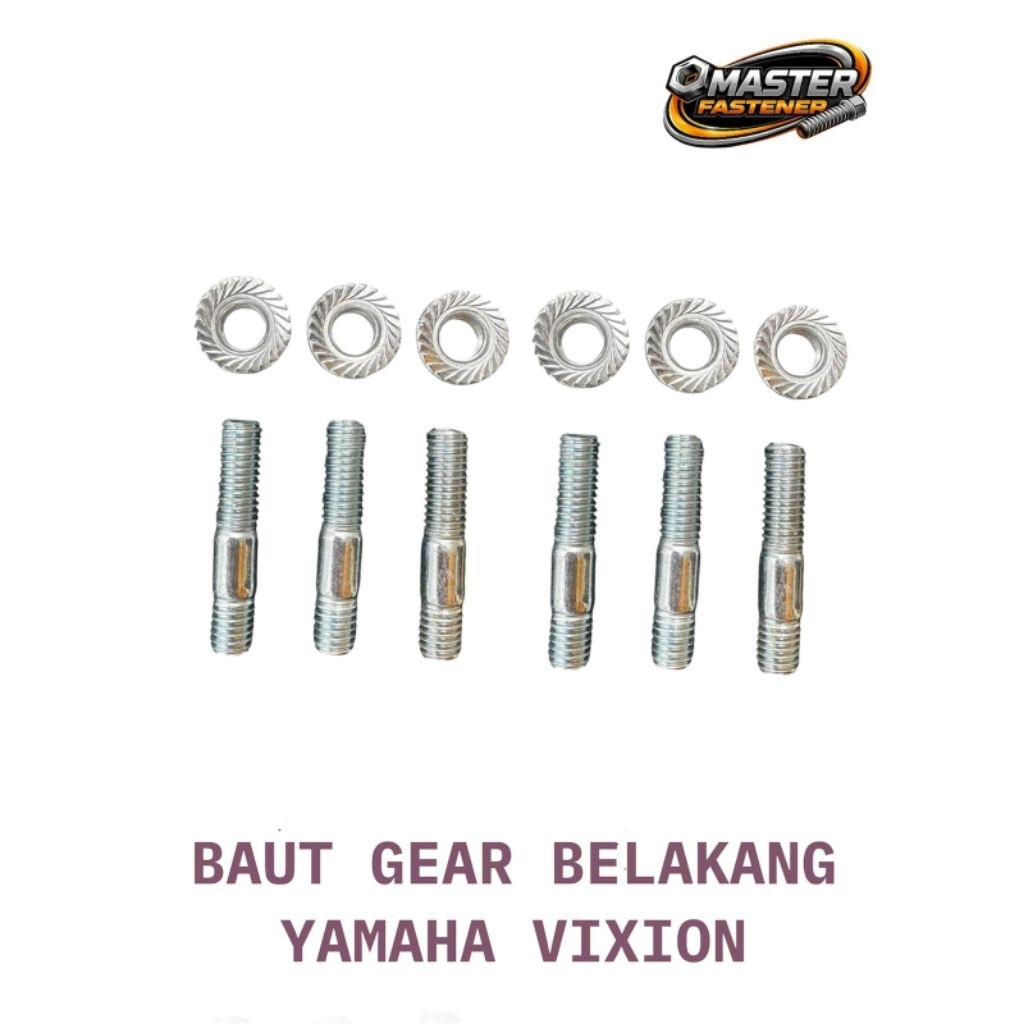 1 Set ( 6 Baut 6 Mur Fn) Baut Nap Gear Belakang Motor Yamaha Vixion Dudukan Gir