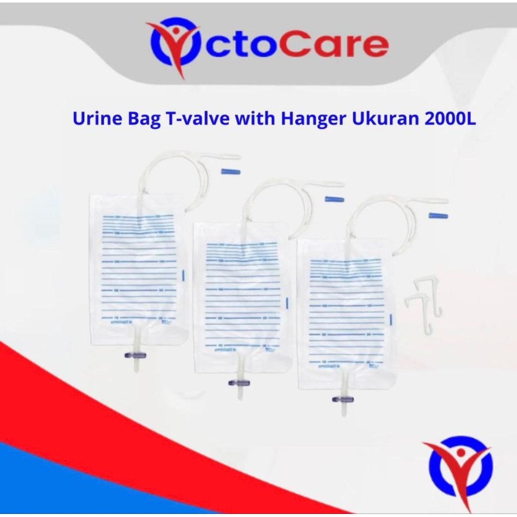 Urine Bag TValve with Hanger / Tipe T Kapasitas 2000ml/2L - OCTOCARE Urine Bag TValve with Hanger