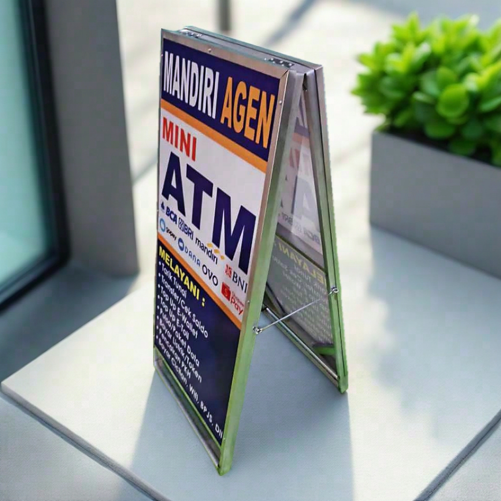 Stand Banner BRI Link/BRI Agen/Mandiri Agen/Mini ATM bahan Besi Hollow