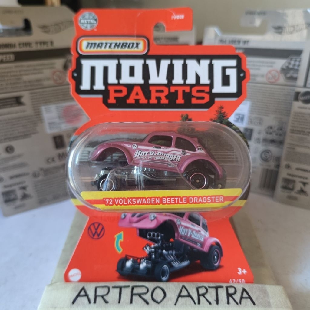 Matchbox Volkswagen Beetle Dragster Pink Moving Parts (READY - PO PENGIRIMAN)