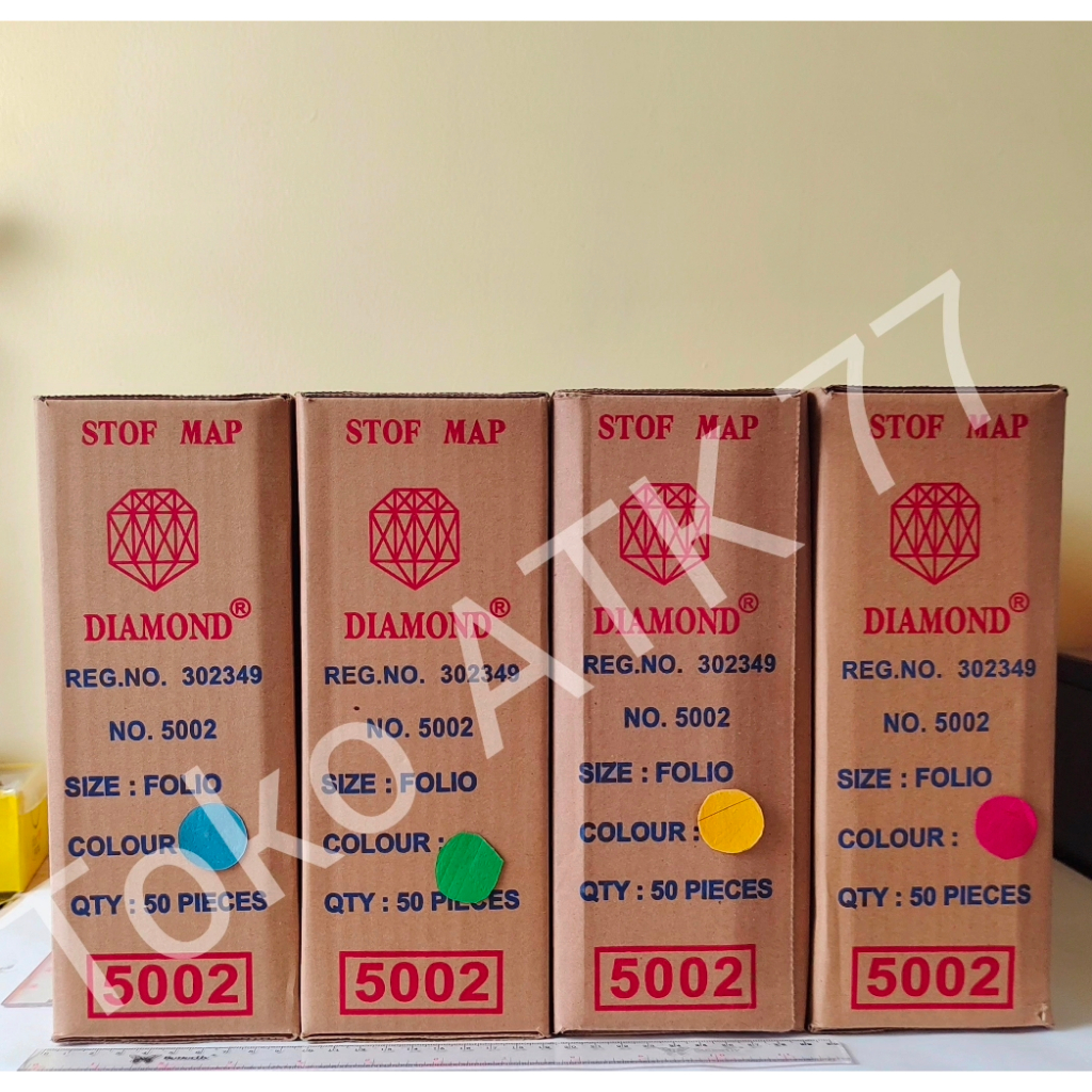Map Kertas Diamond Polos 5002 Biru Hijau Kuning Merah 1pack 1box isi 50pcs READY STOCK