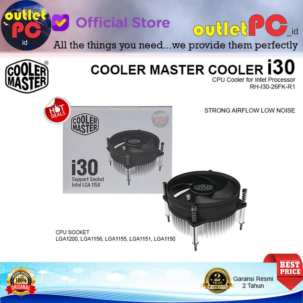 Cooler Master i30 Fan Prosesor CPU SOCKET LGA1200, LGA1156, LGA1155, LGA1151, LGA1150