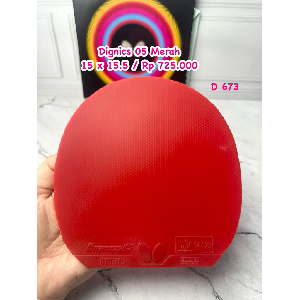 SECOND BUTTERFLY DIGNICS 05 MERAH ORIGINAL MARKET JEPANG KARET BET BAT BAD TENIS MEJA PINGPONG
