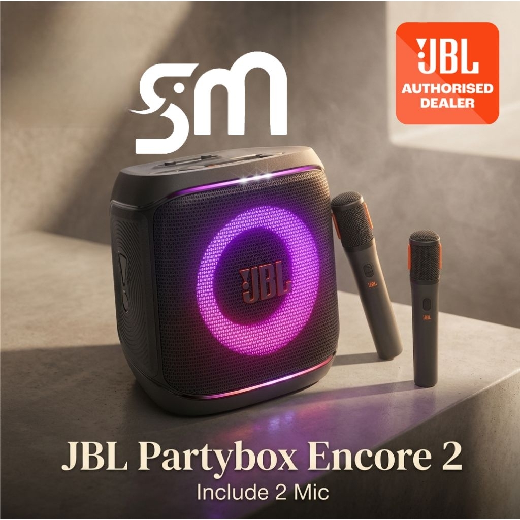 Speaker Portable JBL Partybox Encore 2 with 2 mic Wireless Encore2