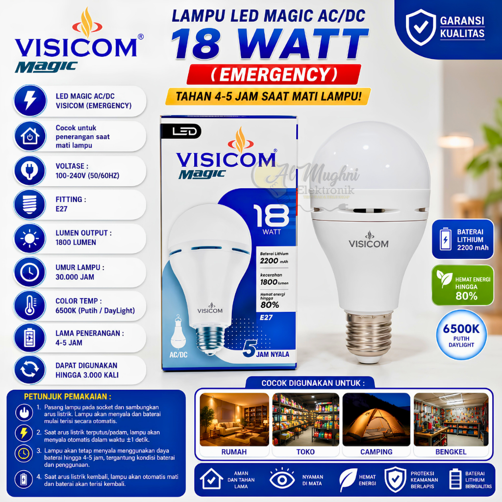lampu LED EMERGENCY VISICOM 18W /led megic visicom 18 watt