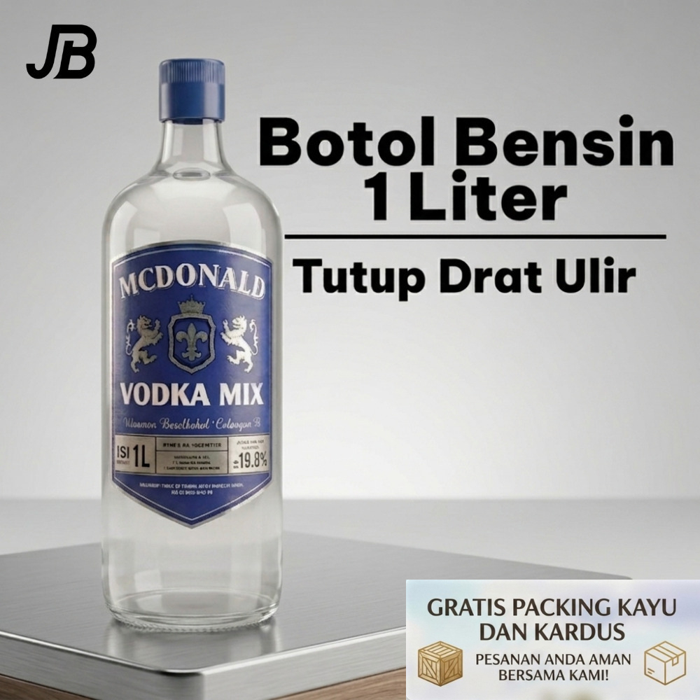 Botol Jamu Isi 1 Liter & 500 ML Kaca Beling McDonald Tutup Drat Ulir Serbaguna