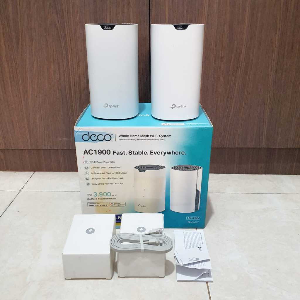 Modem Router TP-Link Deco S7 AC1900 Whole Home Mesh Wi-Fi System Wireless Router 2 Set / Bekas