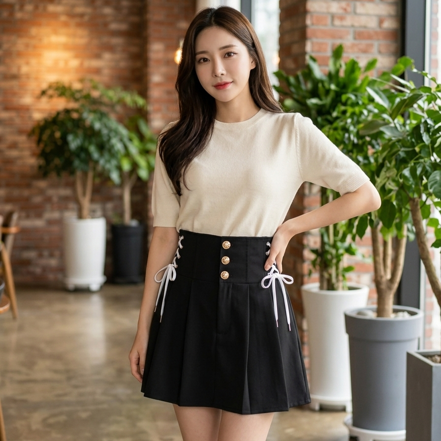 ROK SKORT KANCING GOLD 6391/ ROK CELANA MINI LACE UP  / TALI PITA SAMPING
