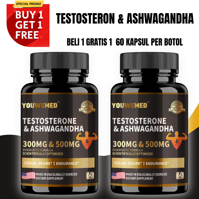 Testosterone Booster + Ashwagandha untuk Menunjang Stamina Pria 60 Kapsul