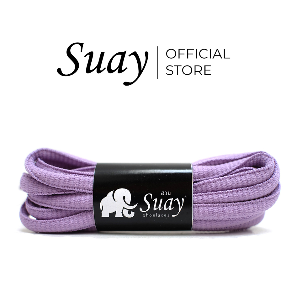 SUAY Tali Sepatu Semi Bulat Warna Ungu Muda - Panjang 110cm Lebar 6mm - OVAL Mild Violet