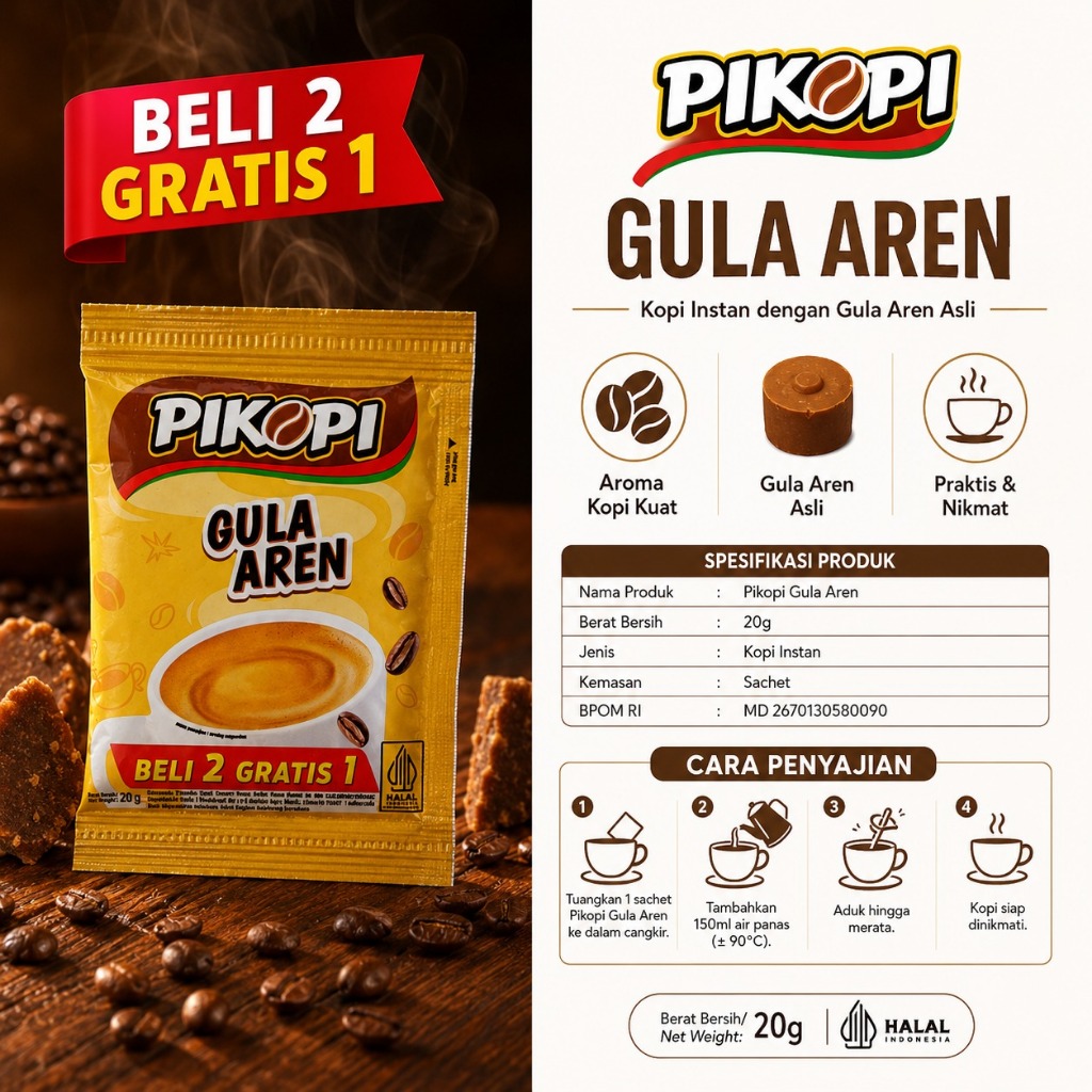 Pikopi Gula Aren (1 renceng 15 sachet) free wrapping