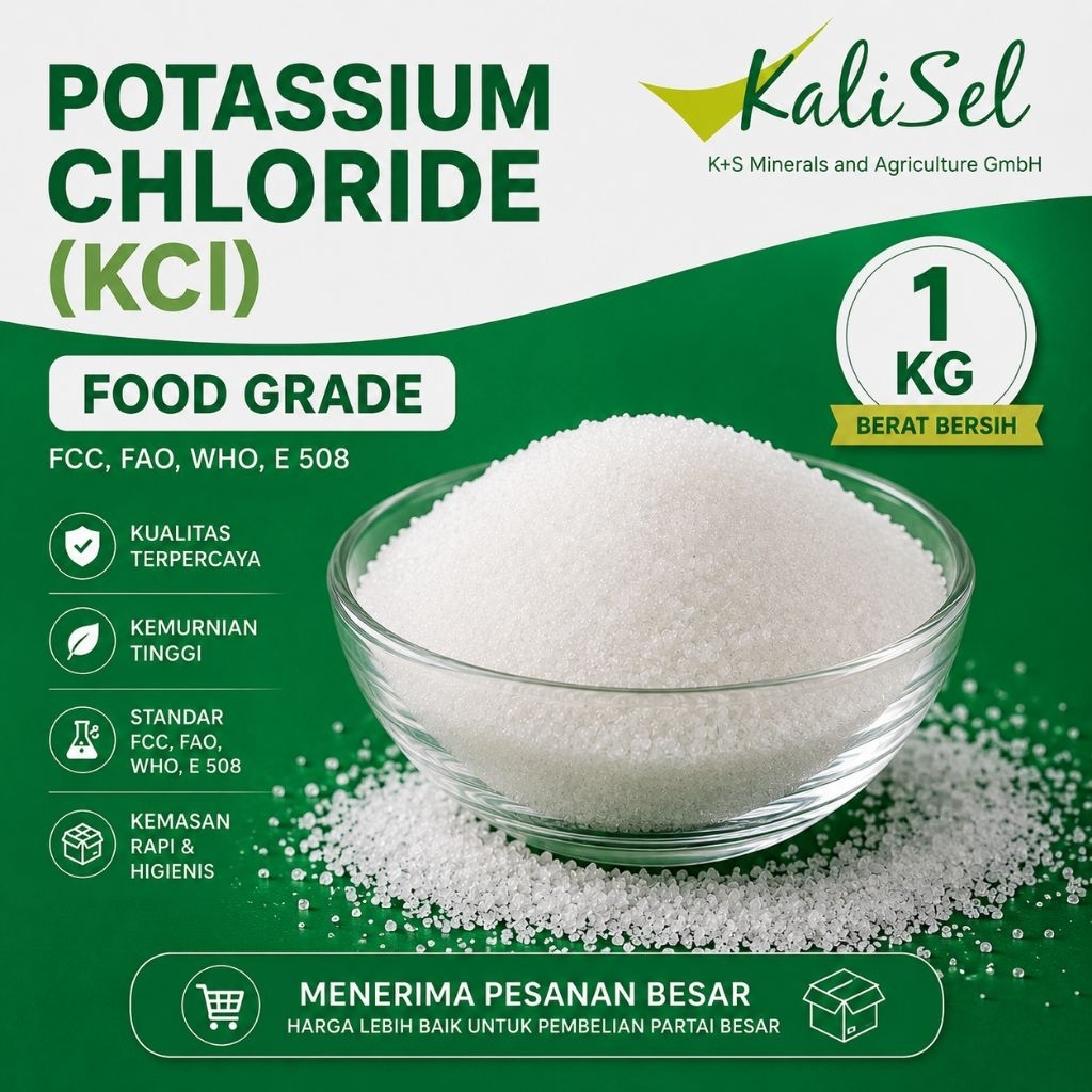 Garam kalium Kalisel Kcl Food Grade Granul 1 Kg | Kemasan Repack Higienis