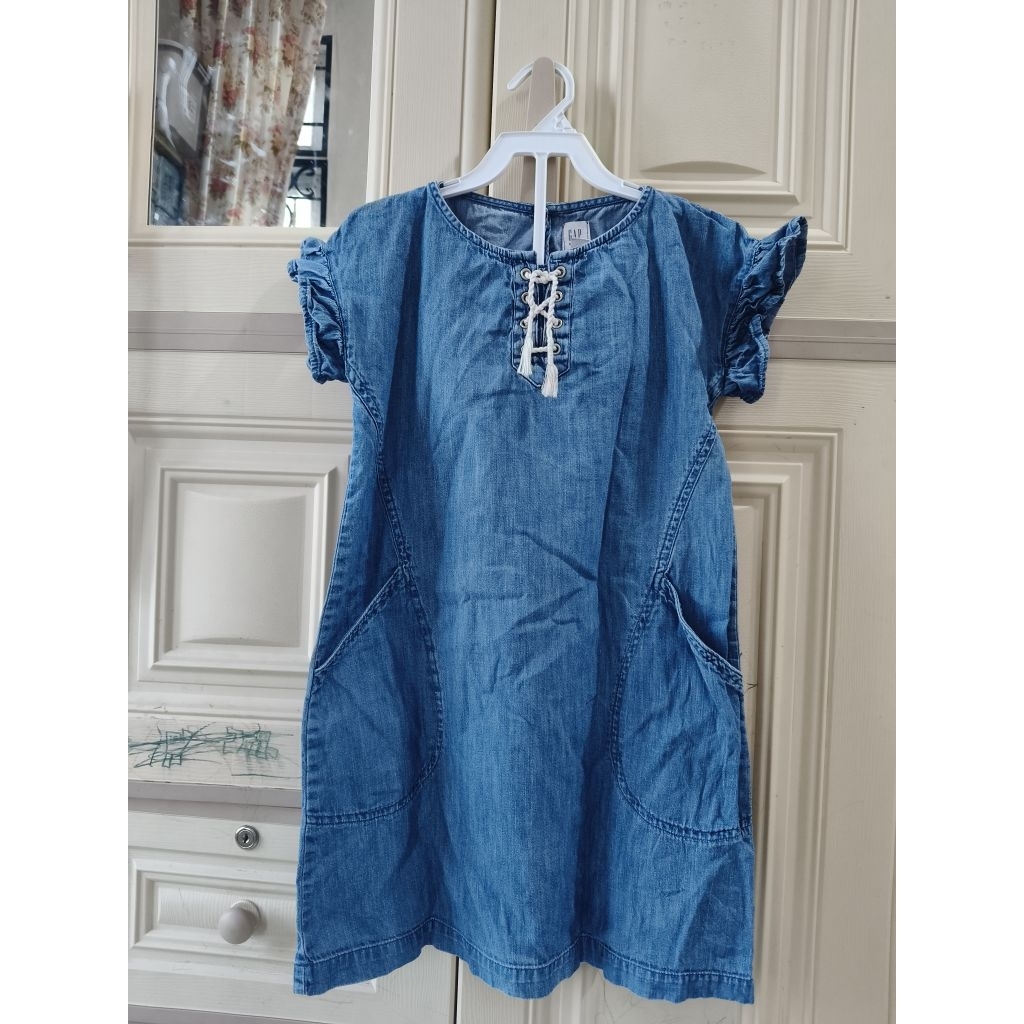 Pernah dipakai - Gaun dress jins jean denim anak cewe 7-8-9 tahun merk Gap Kids