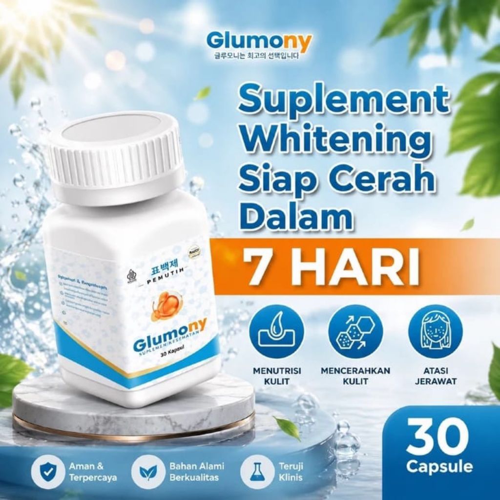 GLUMONY KAPSUL WHITENING PEMUTIH 10x LEBIH CEPAT BADAN WAJAH 100% ORIGINAL