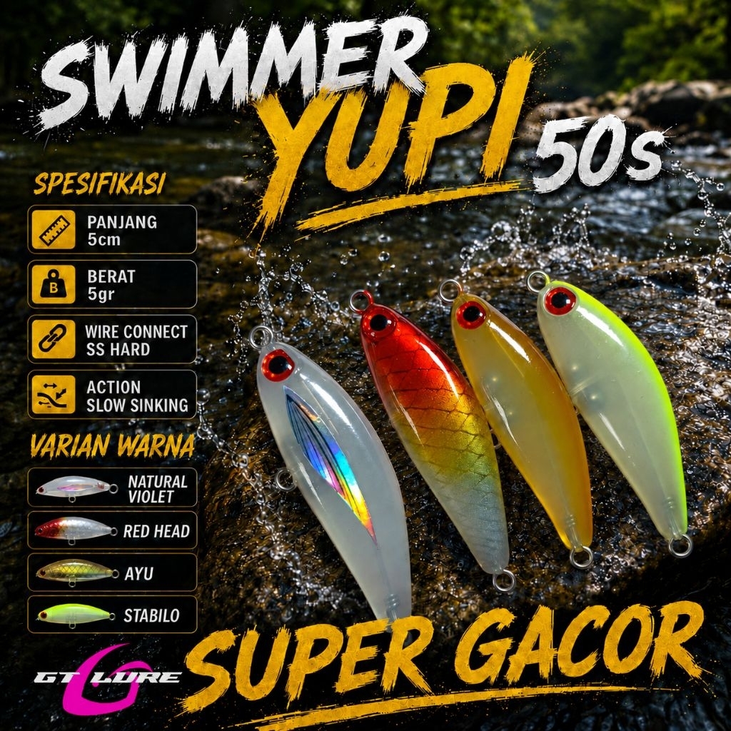 Umpan Casting Super Gacor Swimmer Yupi Gt Lure 5cm