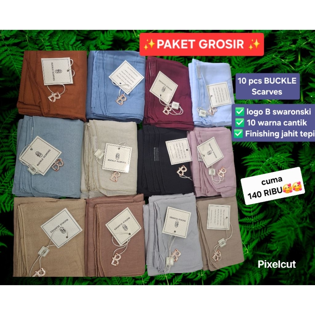 GROSIR 10 PCS BUCKLE SCARVES POLOS PARIS LUXURY