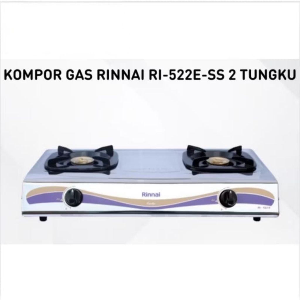 Kompor Gas Rinnai RI 522 E/ Kompor Gas 2 Mata/ 2 Tungku Rinnai RI522E/ RI-522E