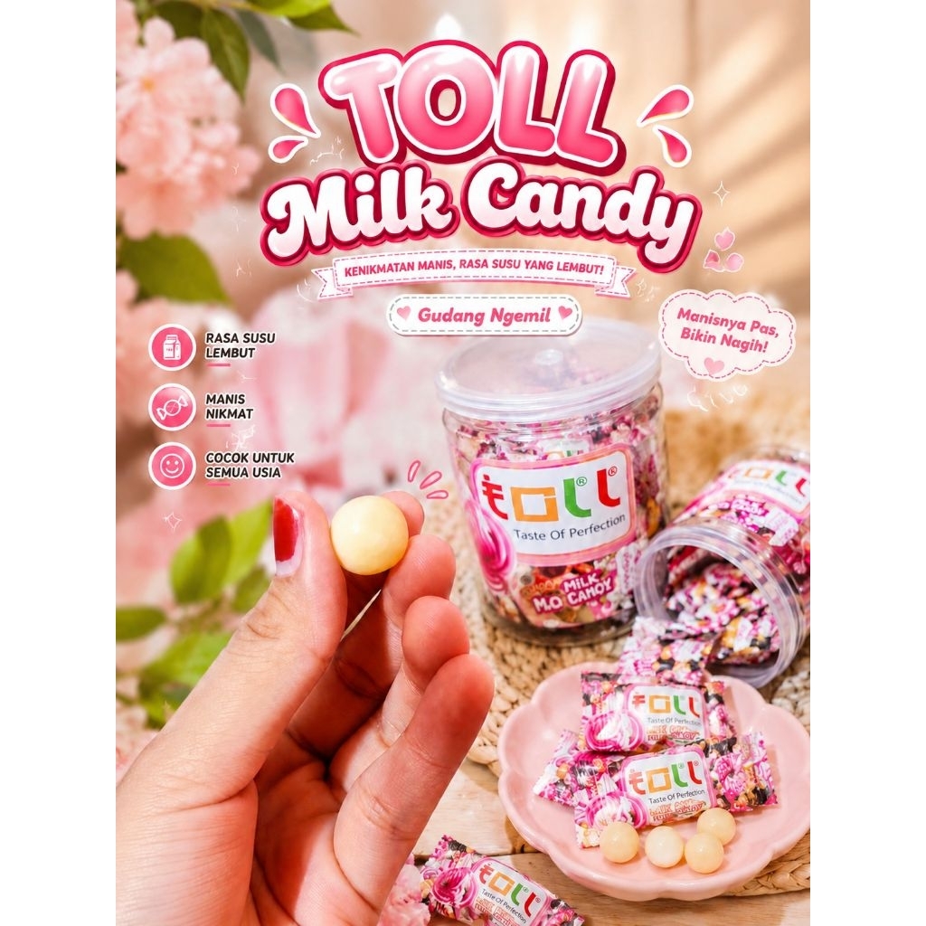 Permen Susu Toll Assorted 500gr Permen Susu Aneka Rasa Strawberry Jeruk Taro Milk Candy Premium Snac