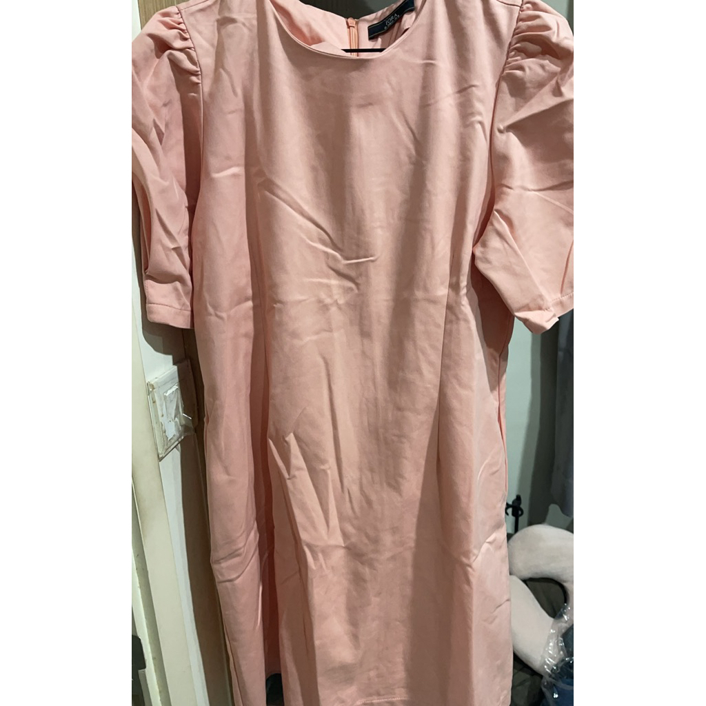 dress wanita baju pink soft bagus banget nyaman feminim iora murah