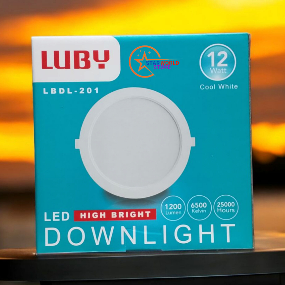 Luby Lampu Downlight Slim Panel LBDL-201 12 Watt Inbow / Lampu LED Downlight LUBY 12W - Cahaya Putih