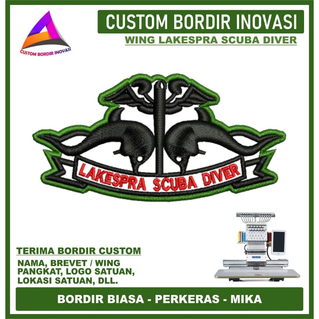 BREVET WING LAKESPRA SCUBA DIVER PDL TNI AD PERKERAS MIKA BORDIR EMBROIDERY - CBI