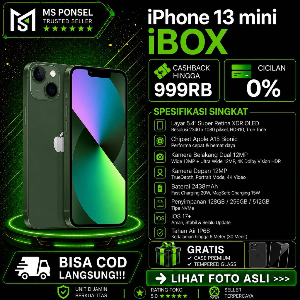 iPhone 13 mini 128GB|Resmi Ibox second bergaransi termurah original 100%