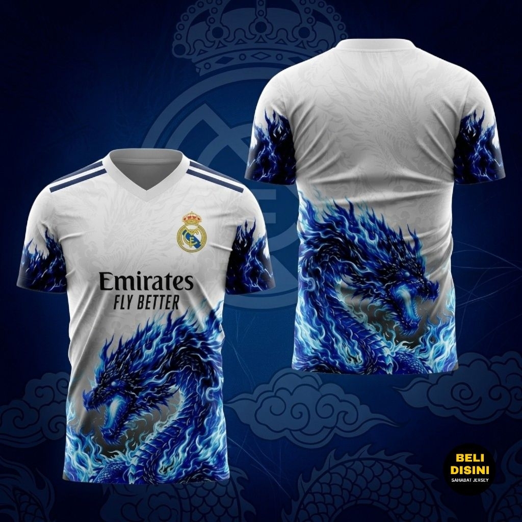 Kaos Olahraga Jersey Madrid Blue Dragon