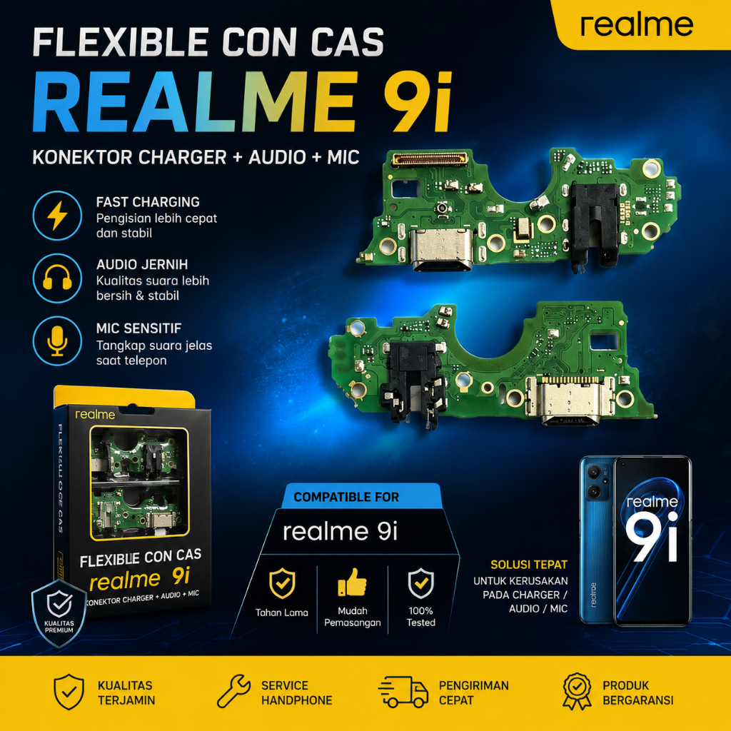 Flexible Con Cas Realme 9i Dock Charger Port USB Type C Audio Jack Mic Papan Cas Pengisian