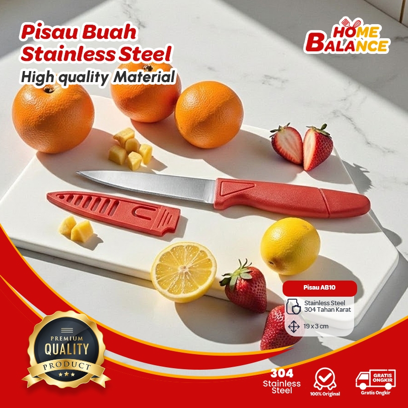 HomeBalance Pisau Kecil Buah Stainless Praktis Awet Pisau Travel Belati Tutup Pisau Mini AB10