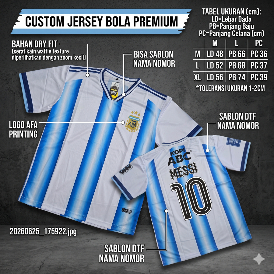 JERSEY ARGENTINA MESSI COPA AMERICA TERBARU/JERSEY ARGENTINA DEWASA GRATIS NAMA NOMOR