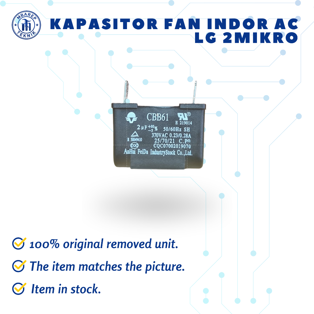 Kapasitor Fan indor ac LG 2 mikro