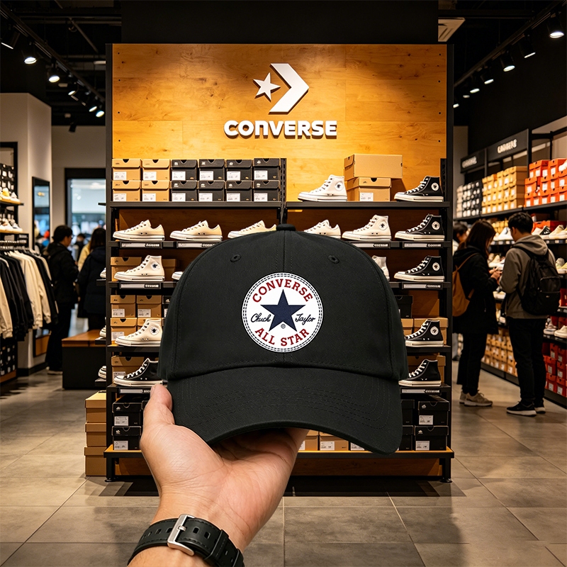Converse Topi Unisex Regular Caps - Hitam , Putih