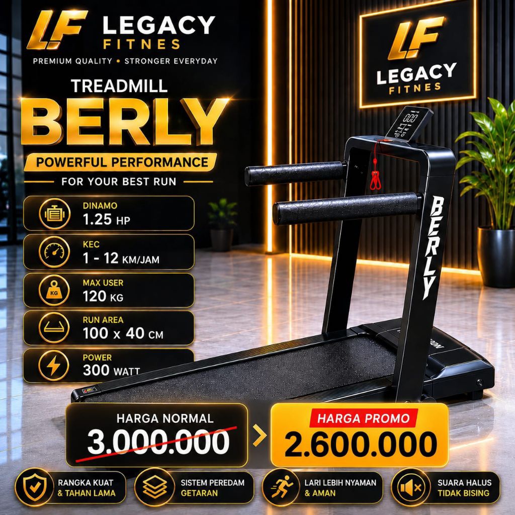 Treadmill running walking pad legacy berly low watt lari alat fitnes