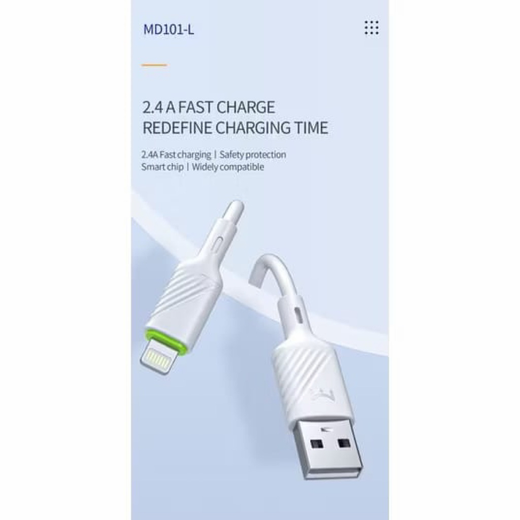 Kabel Data Charger Foomee MD101-L iPhone Lightning Fast Charging 2.4A