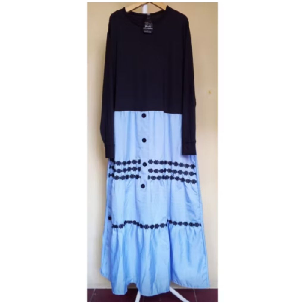 72. gamis Poetri boengsoe hitam biru