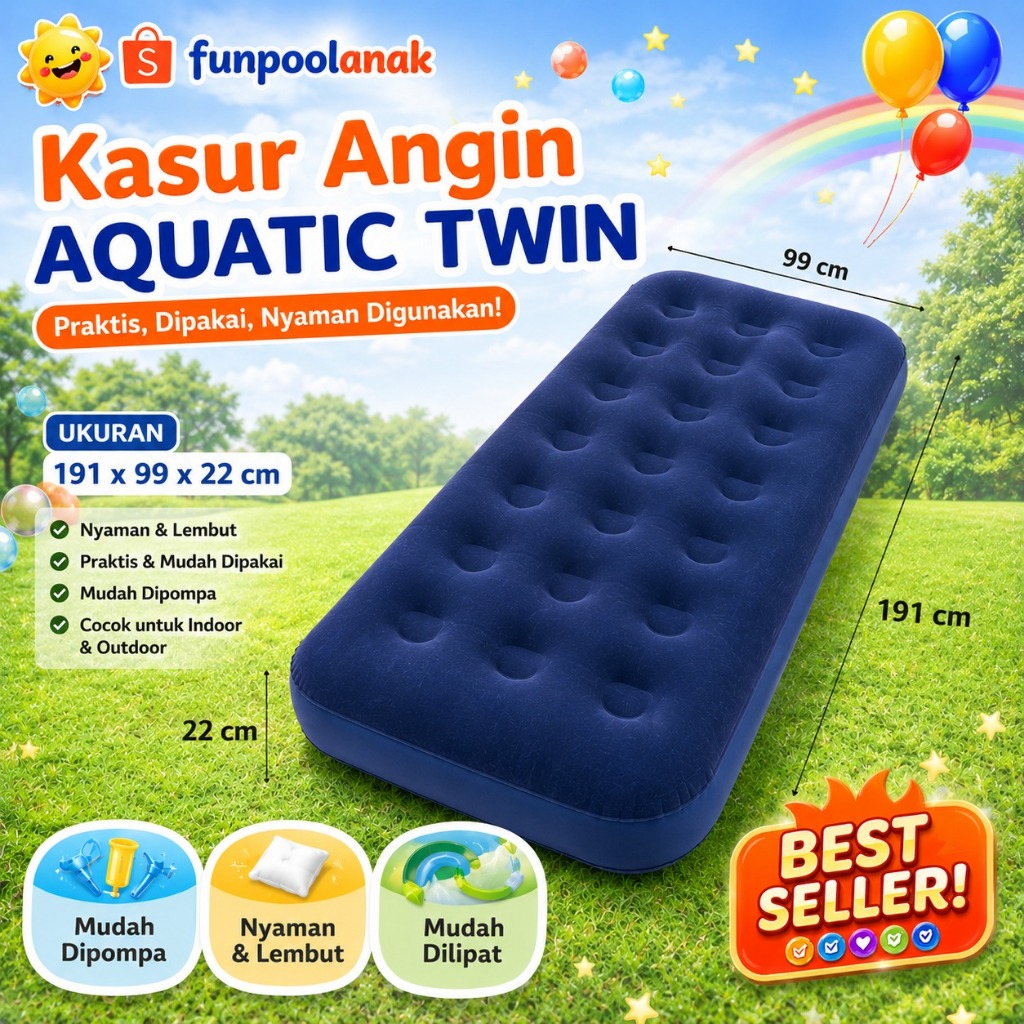 FPA - kasur angin twin Aquatic 20334 Kasur Angin Twin 191 x 99 x 22 cm Kasur Angin Twin kasur angin 