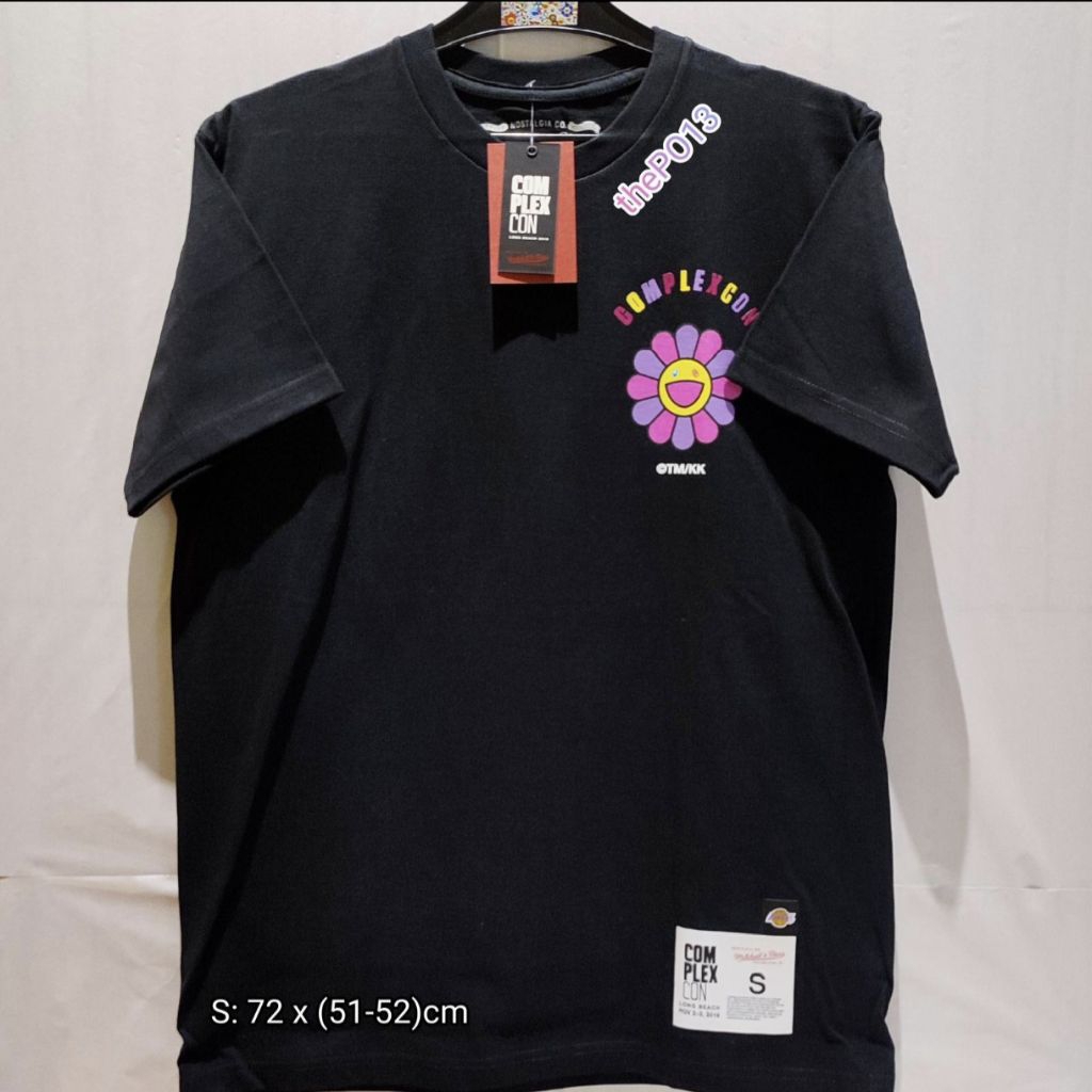 COMPLEXCON X MURAKAMI X MITCHELL NESS LAKERS FLOWER TEE BLACK FW19 AUTHENTIC 100% BNWT