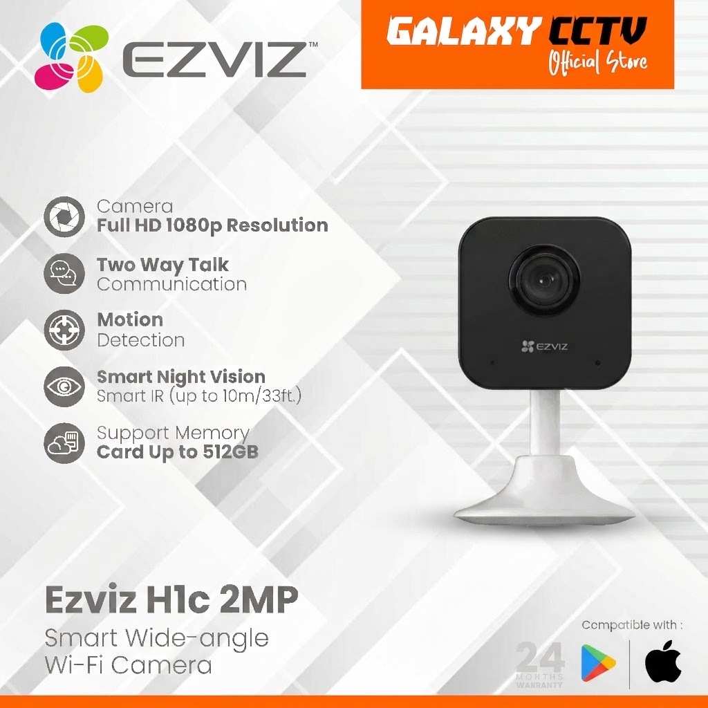 EZVIZ H1c 2MP 1080p Smart Wide-angle Wi-Fi Camera - CCTV Indoor Wireless Mini Portable Audio 2 Way T