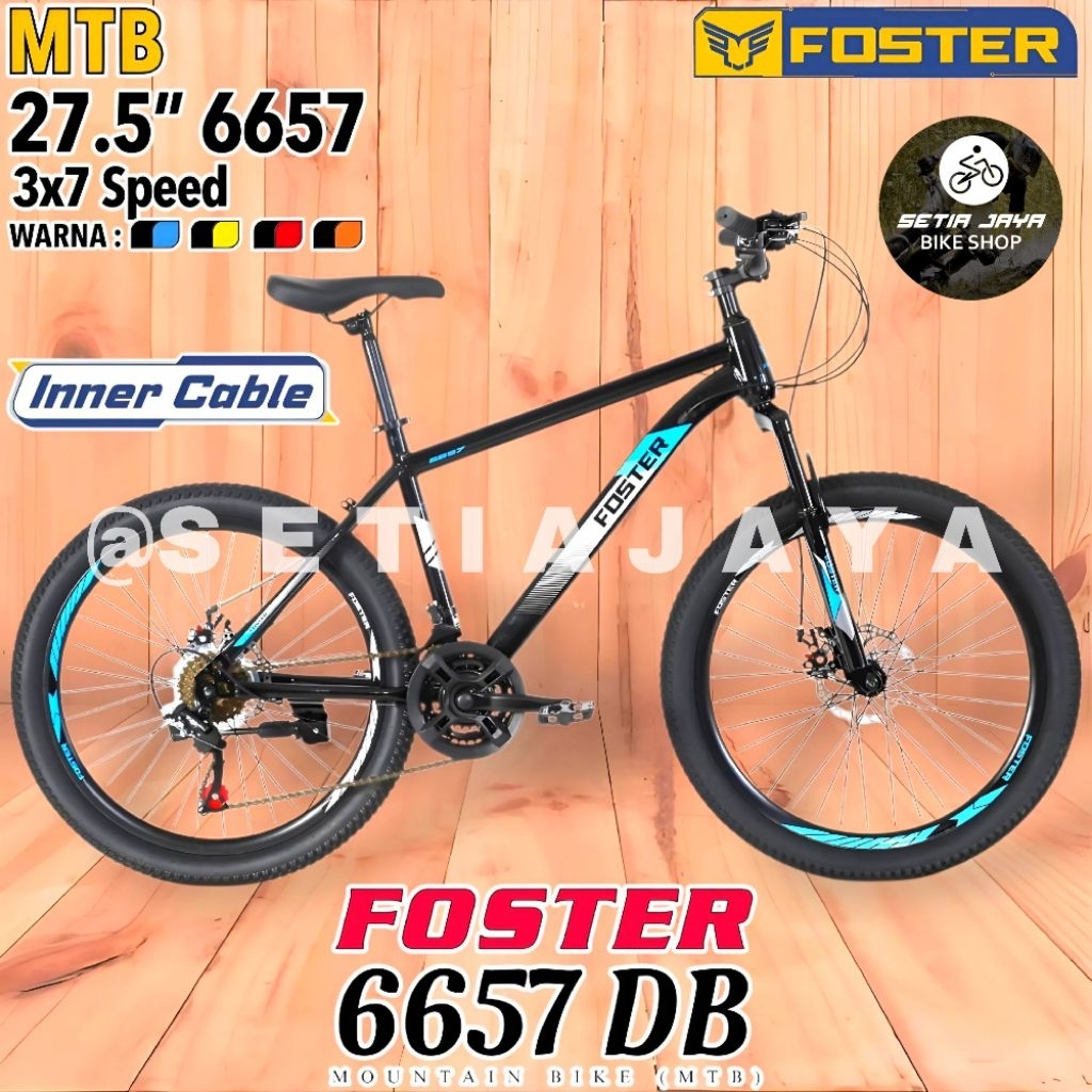 Sepeda Gunung MTB 27.5" Inch FOSTER 6656 DB, Frame Steel, 3x7 Speed, Rem Cakram, Mountain Bike New