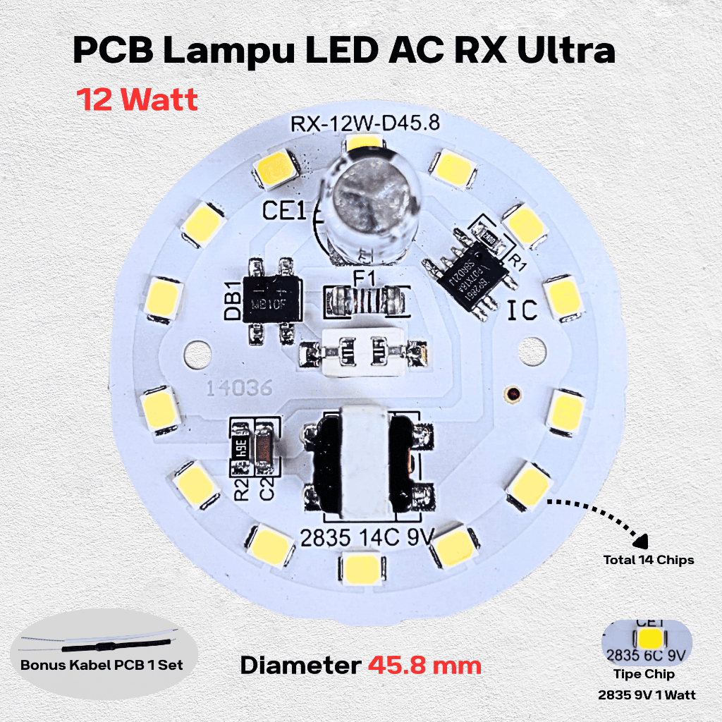 Mesin PCB Lampu LED AC RX Ultra 12 Watt Sparepart Modul Mesin Lampu LED