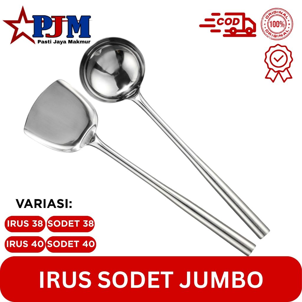 Irus dan Sodet Jumbo Stainless/Irus dan Sodet Gagang Langsung/Irus Kuah/Sodet Tumis Panjang Stainles