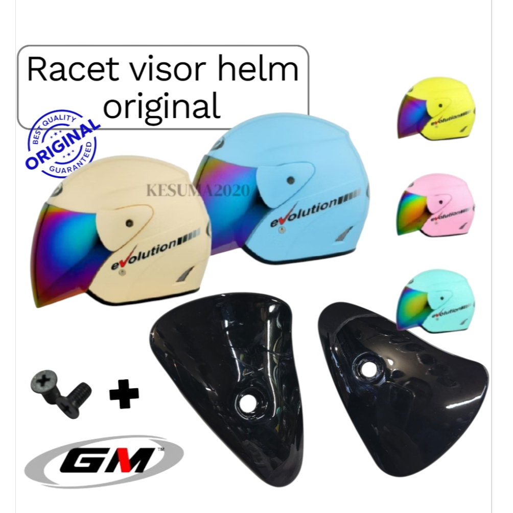 Cover kaca Helm GM EVO EVOLUTION ORIGINAL - Desain OEM, Warna Hitam, Tahan Lama plus baud