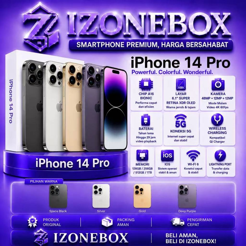 IP 14 Pro Second inter 128GB/256GB Original Bergaransi