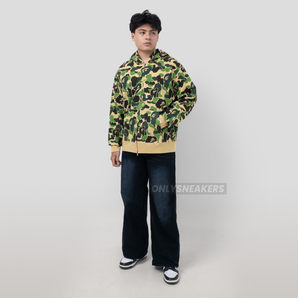BAPE YELLOW CAMO SHARK FULL ZIP HOODIE