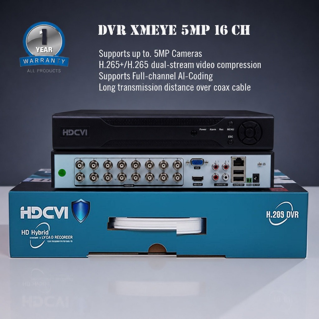DVR Xmeye 16Ch 5MP Audio DVR Xmeye 16 Channel 6 in 1 suport semua kamera - DVR