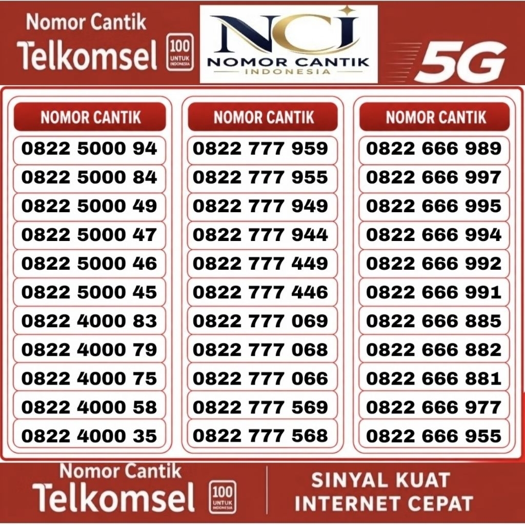 Nomor Cantik Telkomsel 10 DigiT = Free 260gb 1 Tahun [Bisa Request]